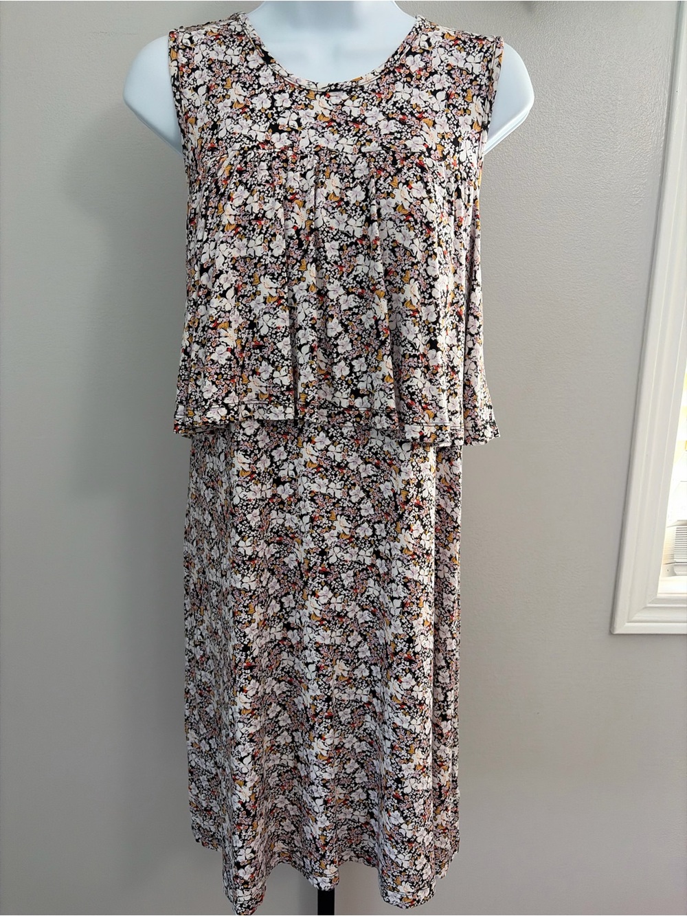 a.n.a Floral Print Dress in Black, White, Red, Yellow, Green & Mustard